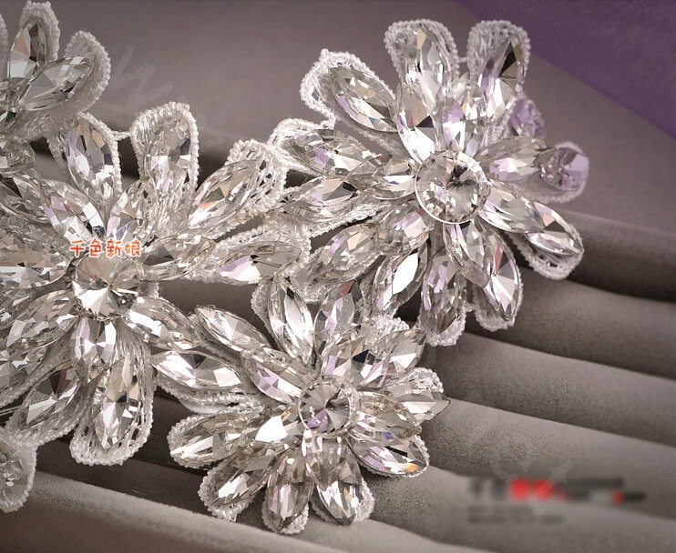 Banquet Rhinestone Lace Flower Hairwear Wedding Bride Headband Bridal Hair Accessories