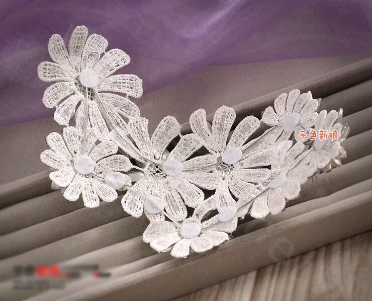Banquet Rhinestone Lace Flower Hairwear Wedding Bride Headband Bridal Hair Accessories