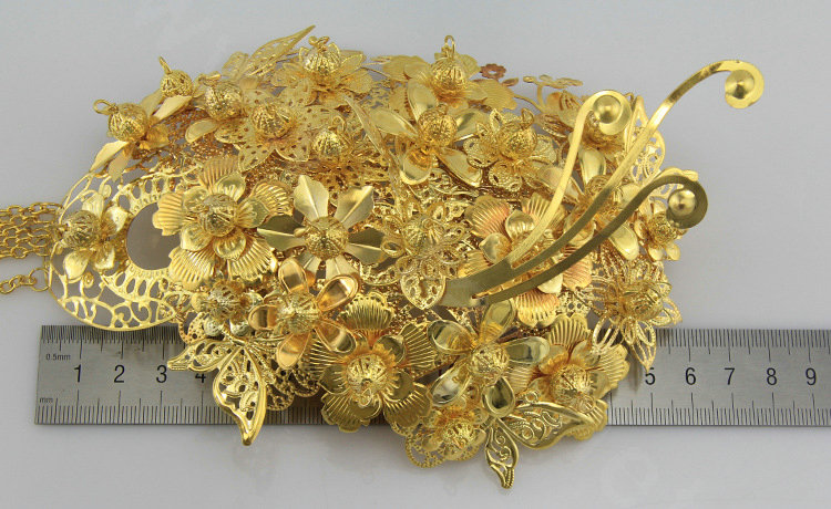 Beautiful Bride Classic Costume Tassel Gold Phoenix Coronet Hair Clasp Cheongsam Married Bridal Hair Accessories