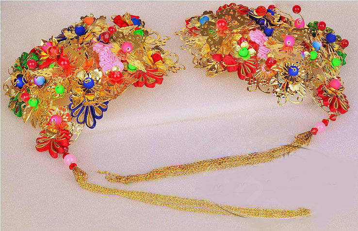Beautiful Bride Classic Costume Tassel Multicolor Phoenix Coronet Hair Clasp Cheongsam Married Bridal Hair Accessories