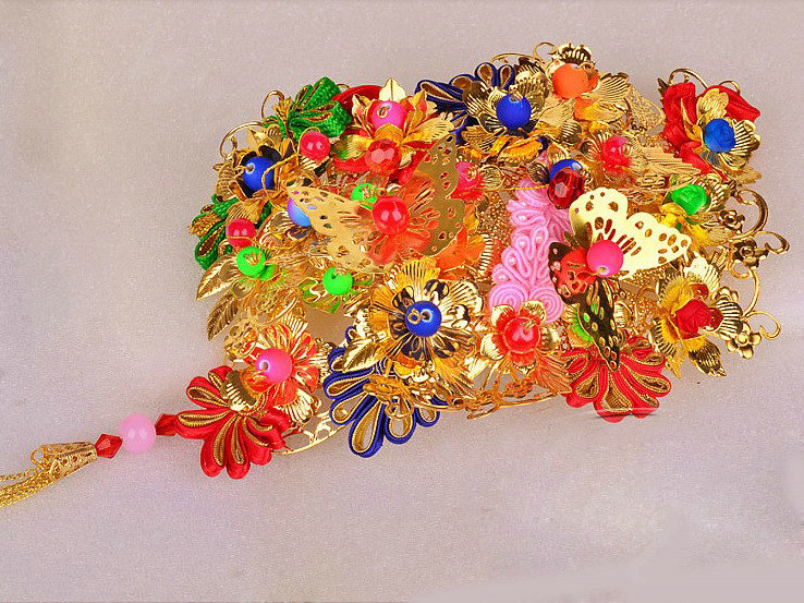 Beautiful Bride Classic Costume Tassel Multicolor Phoenix Coronet Hair Clasp Cheongsam Married Bridal Hair Accessories