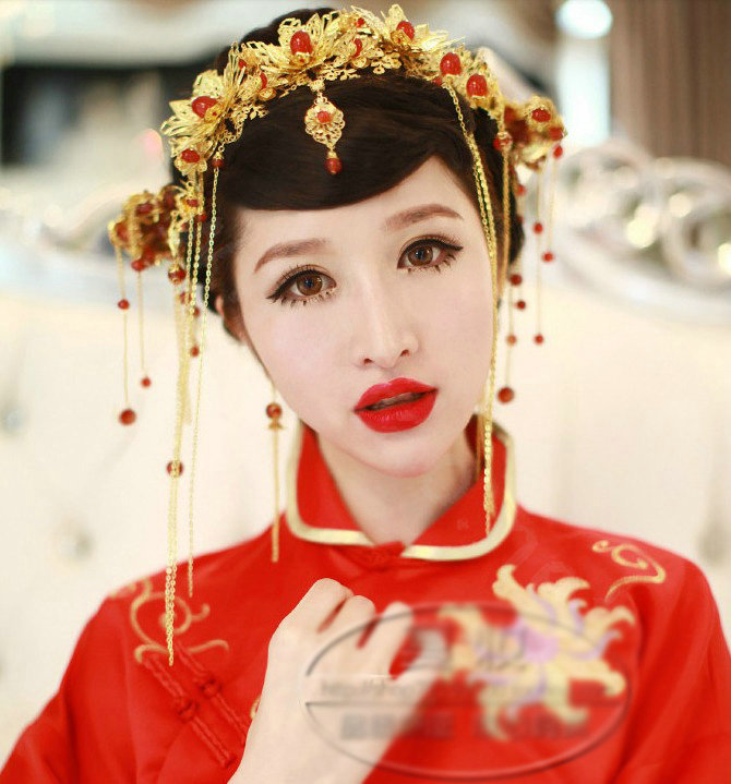 Beautiful Bride Classic Costume Tassel Phoenix Coronet Hair Clasp Cheongsam Married Bridal Hair Accessories Sets