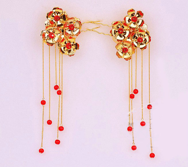 Beautiful Bride Classic Costume Tassel Phoenix Coronet Hair Clasp Cheongsam Married Bridal Hair Accessories Sets