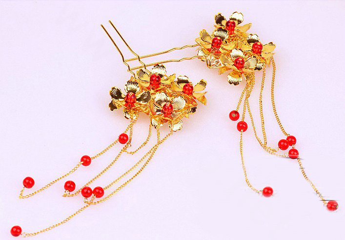 Beautiful Bride Classic Costume Tassel Phoenix Coronet Hair Clasp Cheongsam Married Bridal Hair Accessories Sets