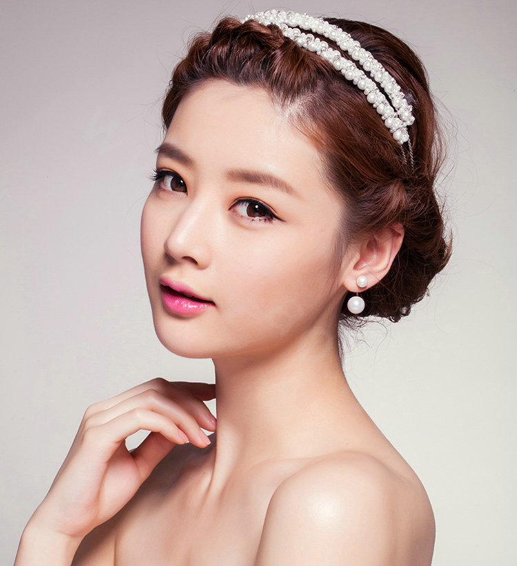 Bling Double Pearl Crystal Bridal Hairwear Hair Hoop Jewelry Wedding Dress Bride Headband Hair Accessories