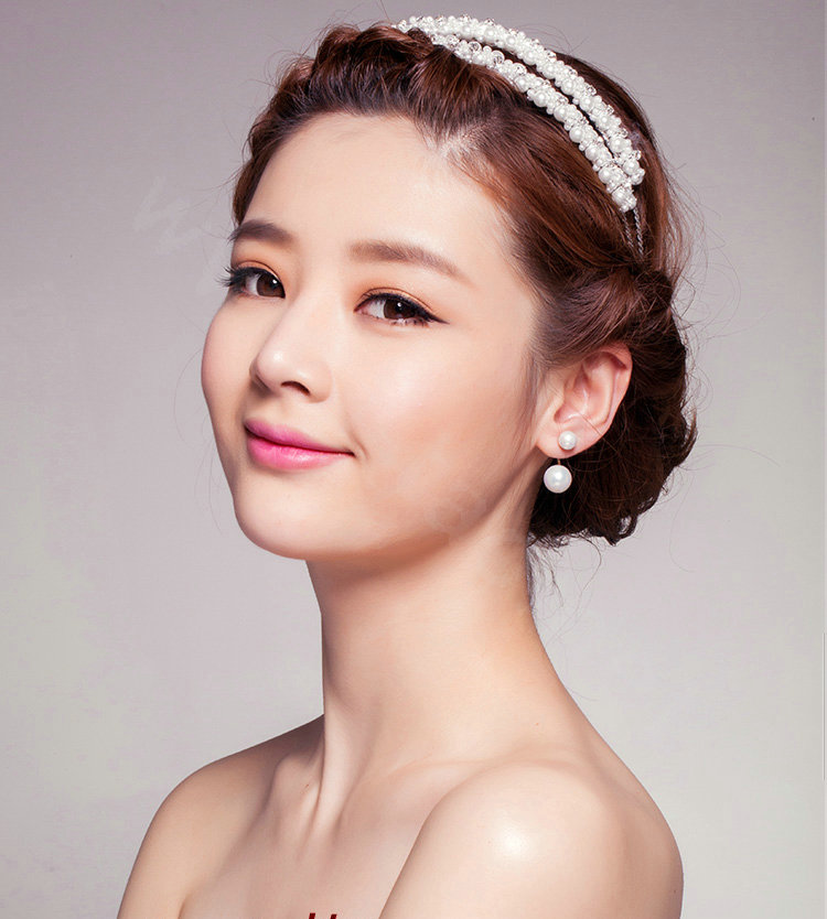 Bling Double Pearl Crystal Bridal Hairwear Hair Hoop Jewelry Wedding Dress Bride Headband Hair Accessories