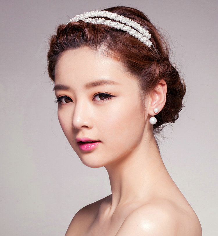 Bling Double Pearl Crystal Bridal Hairwear Hair Hoop Jewelry Wedding Dress Bride Headband Hair Accessories