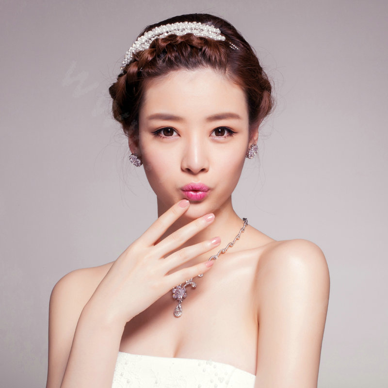 Bling Double Pearl Crystal Bridal Hairwear Hair Hoop Jewelry Wedding Dress Bride Headband Hair Accessories