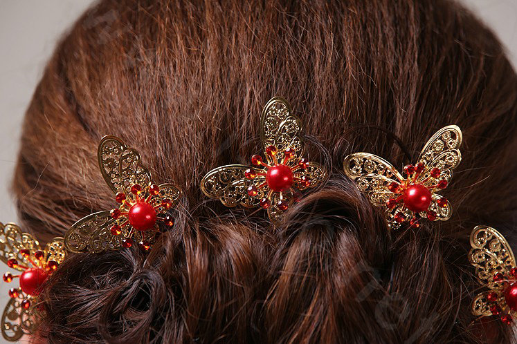 Classic Bride Butterfly Rhinestone Hair Pin Cheongsam Wedding Bridal Hair Clasp Accessories
