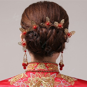 Classic Bride Butterfly Rhinestone Hair Pin Cheongsam Wedding Bridal Hair Clasp Accessories