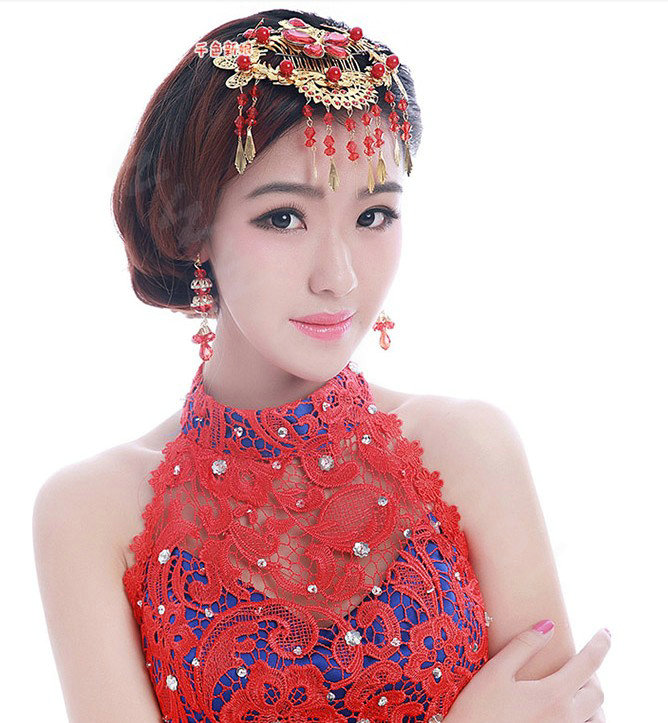 Classic Bride Rhinestone Butterfly Tassel Hair Comb Claw Cheongsam Wedding Bridal Hair Accessories