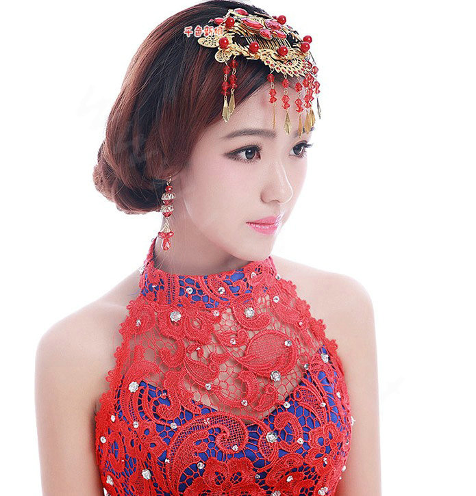 Classic Bride Rhinestone Butterfly Tassel Hair Comb Claw Cheongsam Wedding Bridal Hair Accessories