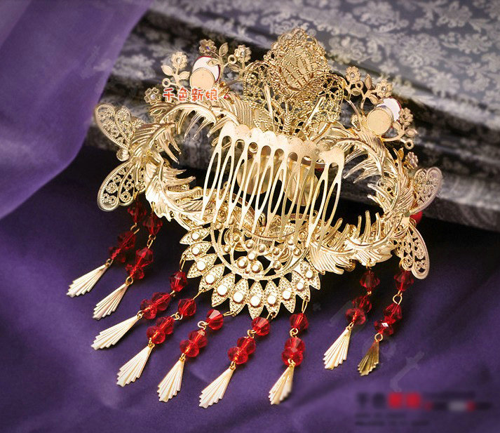 Classic Bride Rhinestone Butterfly Tassel Hair Comb Claw Cheongsam Wedding Bridal Hair Accessories