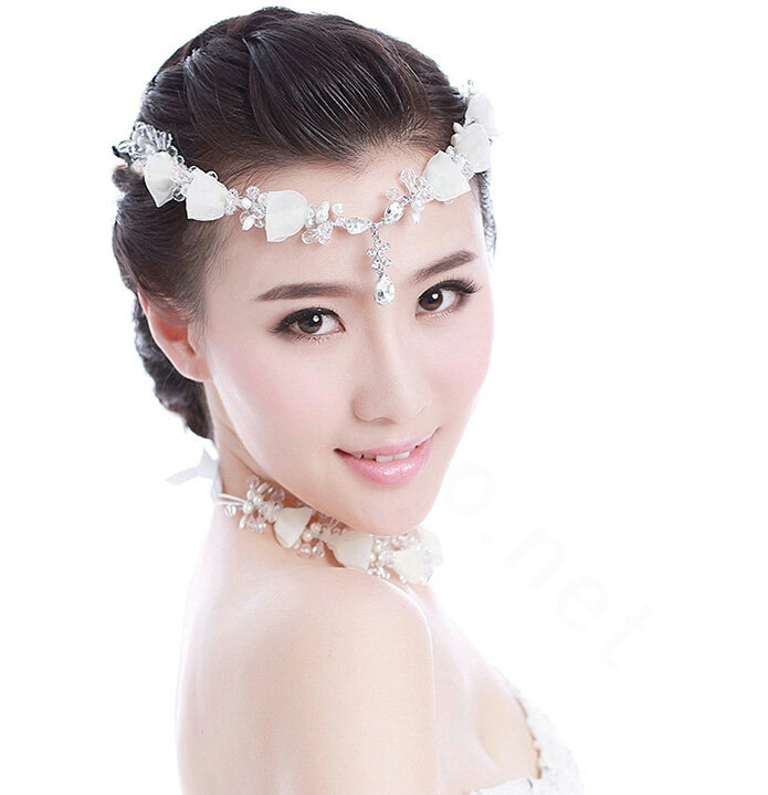 Classic Crystal Bead Pearl Lace Tassel Hairwear Wedding Bride Headband Bridal Hair Accessories