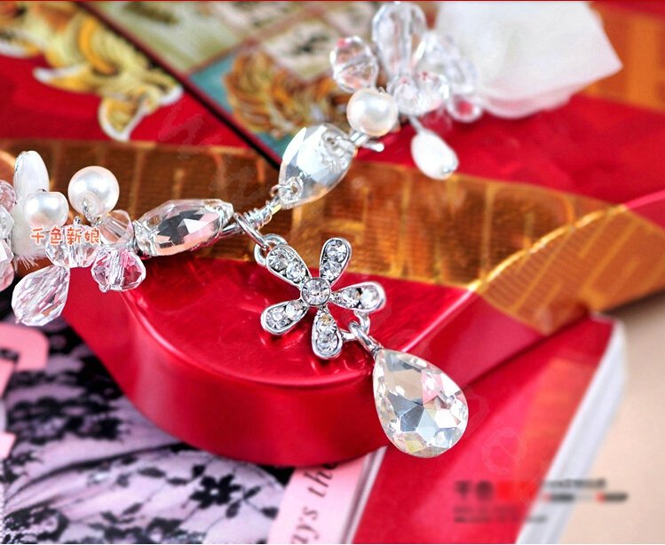 Classic Crystal Bead Pearl Lace Tassel Hairwear Wedding Bride Headband Bridal Hair Accessories