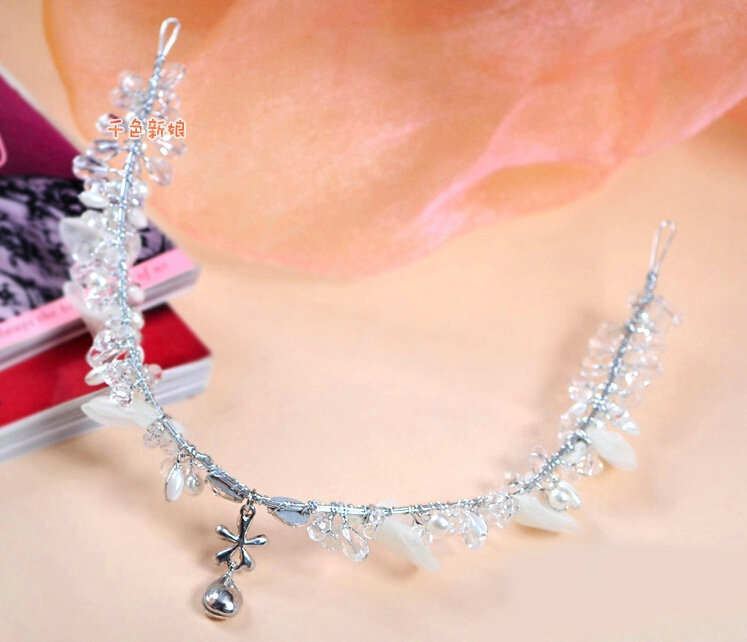 Classic Crystal Bead Pearl Lace Tassel Hairwear Wedding Bride Headband Bridal Hair Accessories