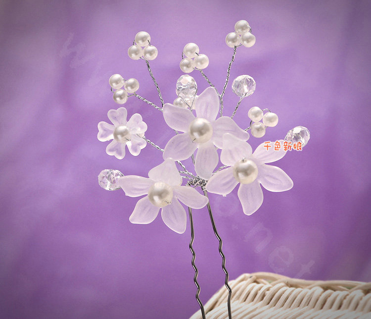 Classic Pearl Crystal Matte Flower Wedding Bride U Shape Hair Clip Comb Fork Bridal Party Hair Accessories
