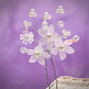 Classic Pearl Crystal Matte Flower Wedding Bride U Shape Hair Clip Comb Fork Bridal Party Hair Accessories