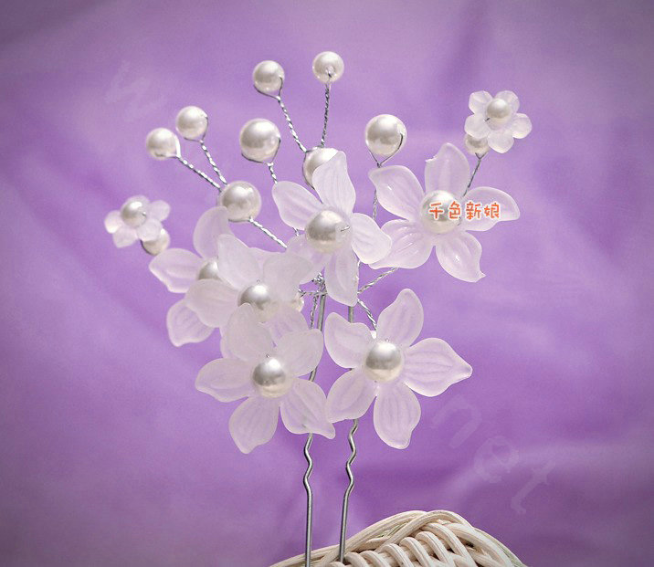 Classic Pearls Crystal Matte Flowers Wedding Bride U Shape Hair Clip Comb Fork Bridal Party Hair Accessories