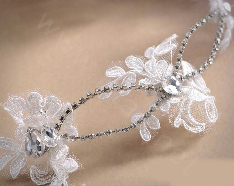 Classic Rhinestone Pearl Lace Flower Hairwear Wedding Bride Headband Bridal Hair Accessories