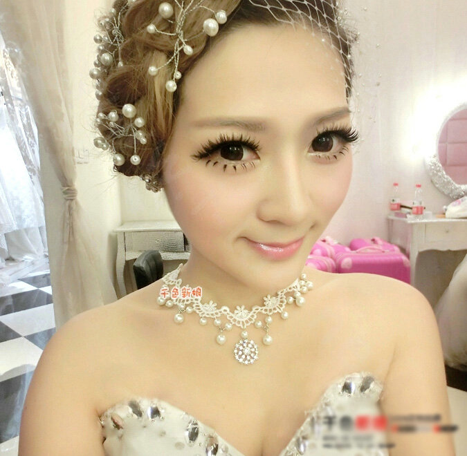 Discount Rhinestone Pearl Lace Flower Hairwear Wedding Bride Headband Bridal Hair Accessories