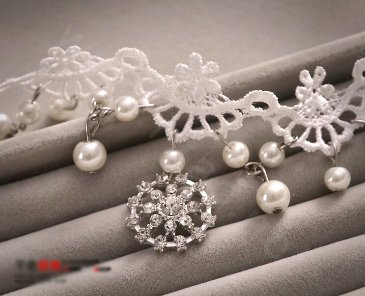 Discount Rhinestone Pearl Lace Flower Hairwear Wedding Bride Headband Bridal Hair Accessories