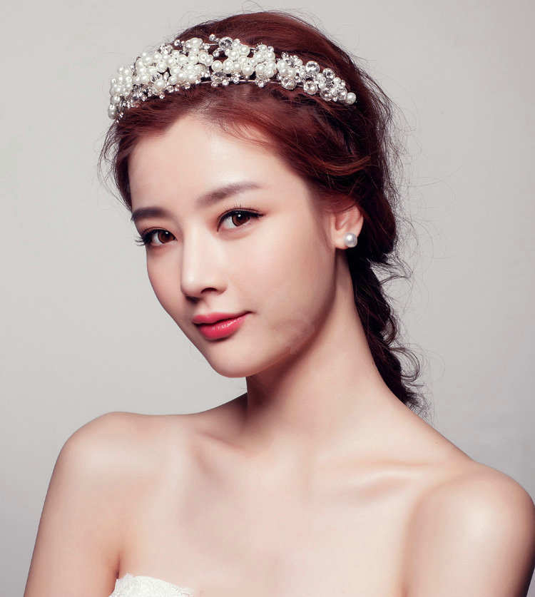Elegant Bling Pearl Crystal Bridal Hairwear Hair Hoop Jewelry Wedding Dress Bride Headband Hair Accessories