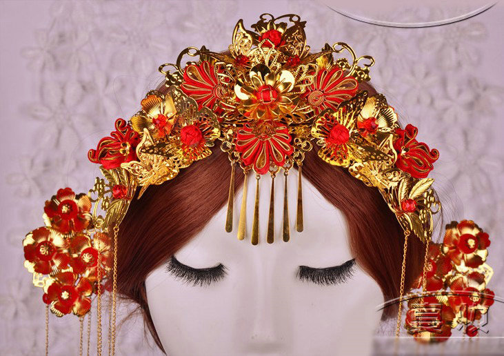Elegant Bride Classic Costume Tassel Phoenix Coronet Hair Comb Cheongsam Wedding Bridal Hair Accessories