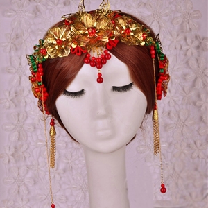 Elegant Bride Classic Costume Tassel Phoenix Coronet Hair Headband Cheongsam Wedding Bridal Hair Accessories