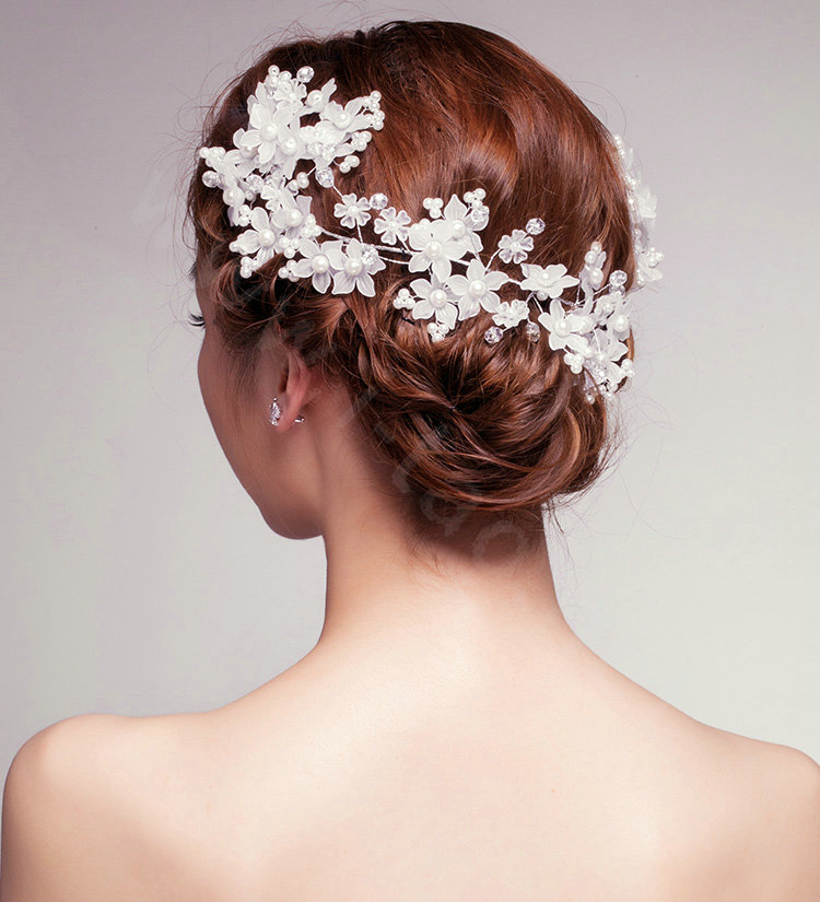 Elegant Flower Crystal Bead Bridal Hairwear Jewelry Wedding Dress Bride Headband Hair Accessories