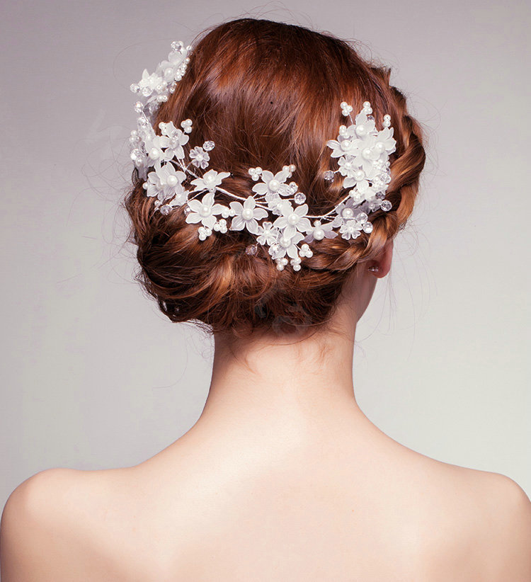 Elegant Flower Crystal Bead Bridal Hairwear Jewelry Wedding Dress Bride Headband Hair Accessories