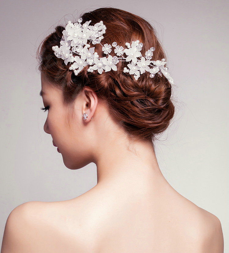 Elegant Flower Crystal Bead Bridal Hairwear Jewelry Wedding Dress Bride Headband Hair Accessories