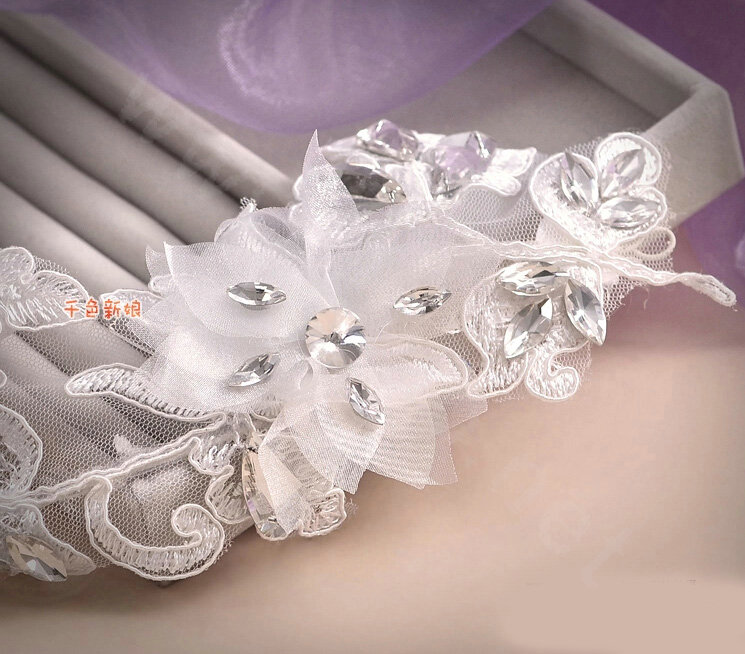 Elegant Rhinestone Lace Flower Hairwear Wedding Bride Headband Bridal Hair Accessories