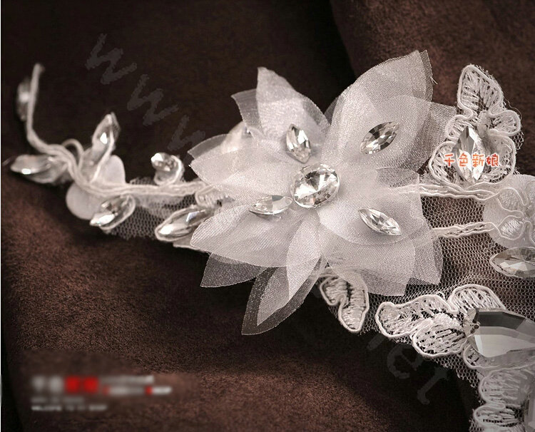 Elegant Rhinestone Lace Flower Hairwear Wedding Bride Headband Bridal Hair Accessories