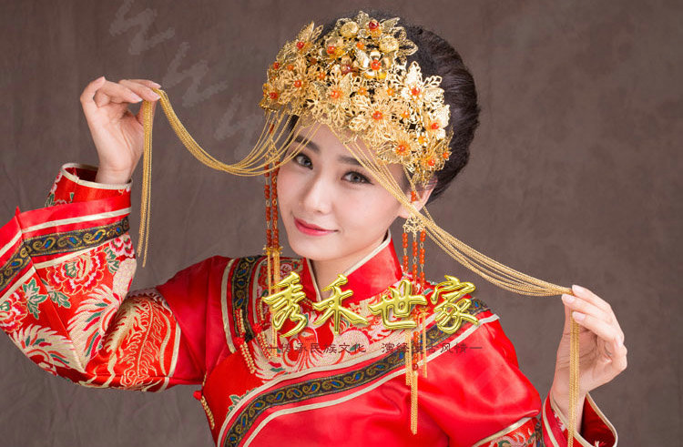 Luxury Agate Beads Tassel Phoenix Coronet Chinese style Wedding Bridal Cheongsam Classical Hair Accessories