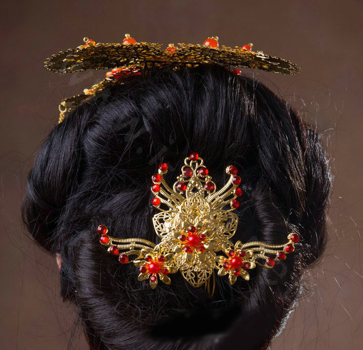 Luxury Bridal Classic Costume Phoenix Coronet Tassel Hair Clasp Cheongsam Wedding Bride Hair Accessories