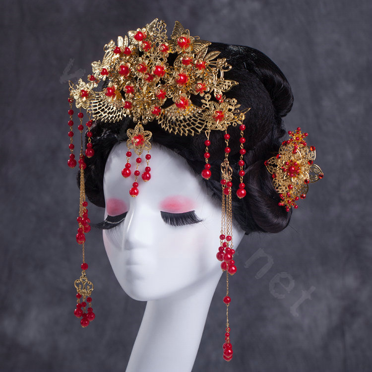 Luxury Bridal Phoenix Coronet Tassel Hair Clasp Cheongsam Chinese style Classic Wedding Bride Hair Accessories