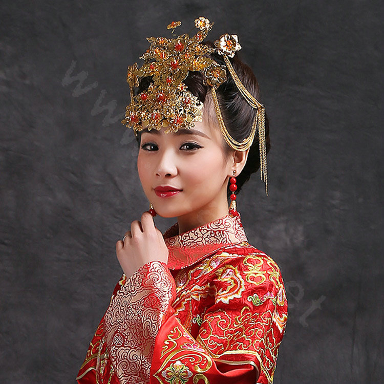 Luxury Bridal Phoenix Coronet Tassel Hair Clasp Cheongsam Chinese style Wedding Bride Hair Accessories