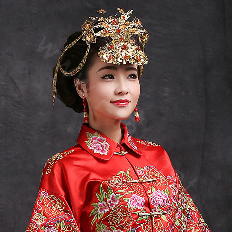 Luxury Bridal Phoenix Coronet Tassel Hair Clasp Cheongsam Chinese style Wedding Bride Hair Accessories