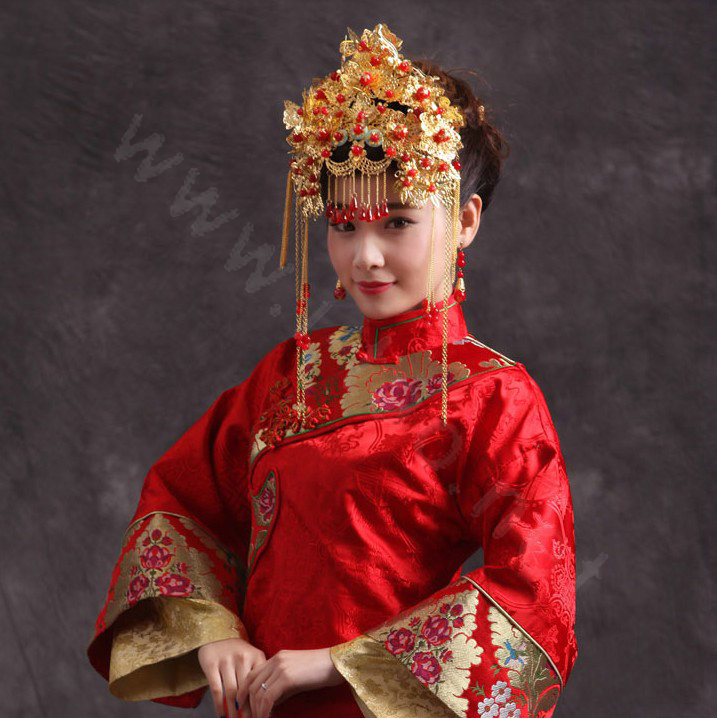Luxury Bride Chinese style Costume Tassel Phoenix Coronet Cheongsam Wedding jewelry Bridal Hair Accessories