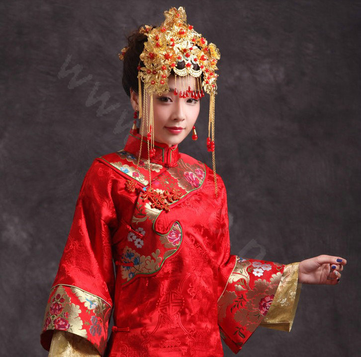 Luxury Bride Chinese style Costume Tassel Phoenix Coronet Cheongsam Wedding jewelry Bridal Hair Accessories