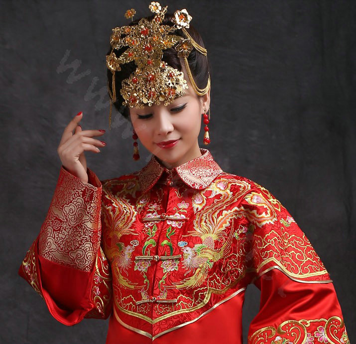 Luxury Bride Chinese style Costume Tassel Phoenix Coronet Wedding jewelry Bridal Cheongsam Hair Accessories