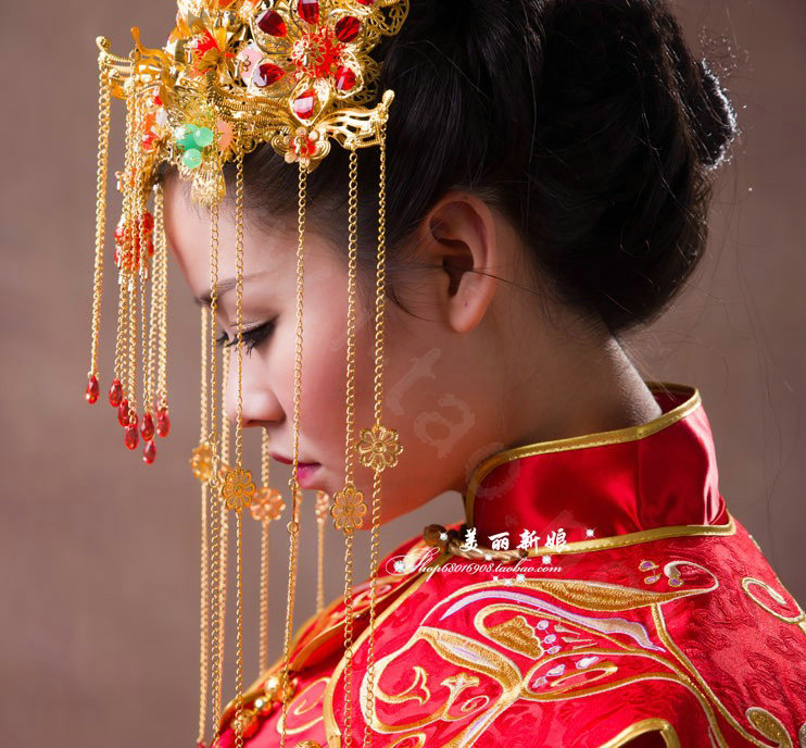 Luxury Bride Classic Costume Tassel Multicolor Phoenix Coronet Hair Clasp Cheongsam Married Bridal Hair Accessories