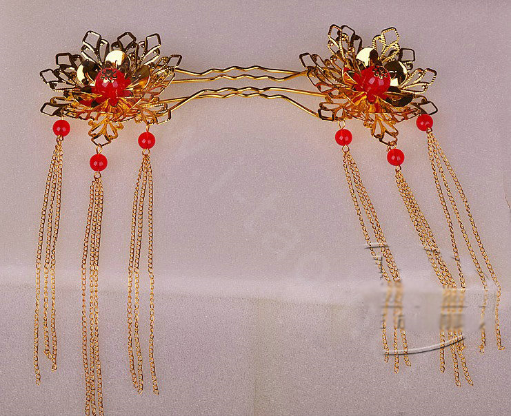 Luxury Bride Classic Costume Tassel Phoenix Coronet Hair Comb Cheongsam Wedding Bridal Hair Accessories