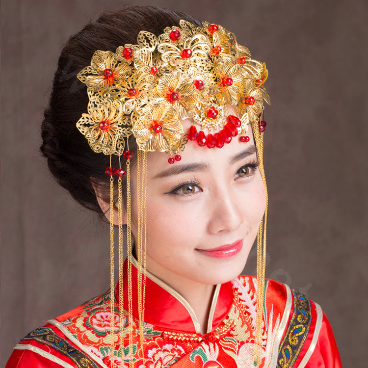 Luxury Classic Costume Beautiful Phoenix Coronet Tassel Hair Clasp Cheongsam Wedding Bridal Hair Accessories