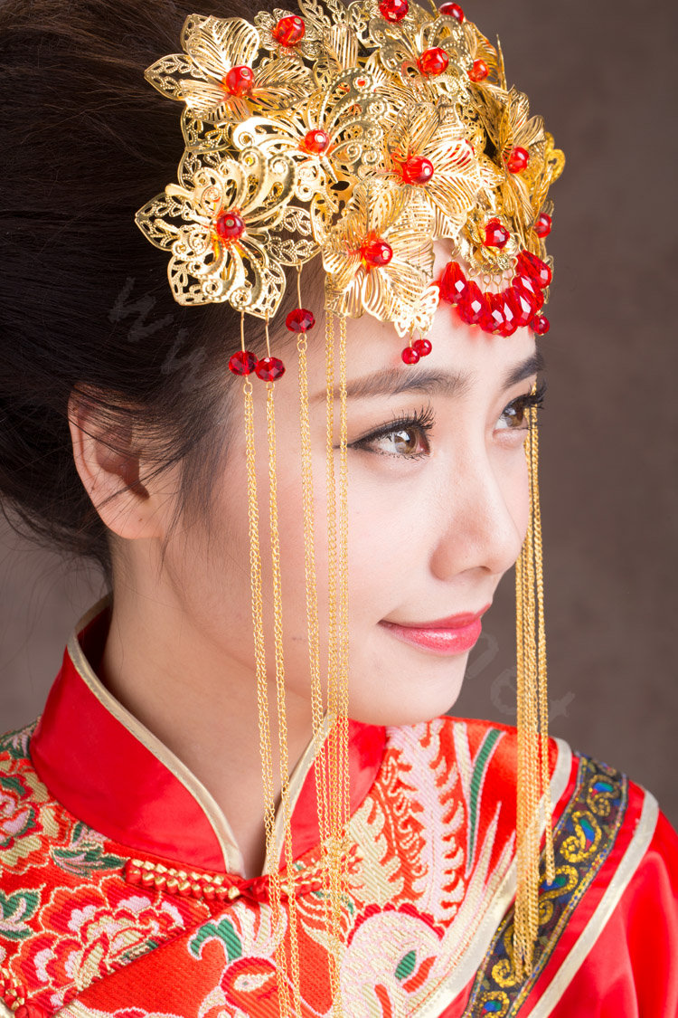 Luxury Classic Costume Beautiful Phoenix Coronet Tassel Hair Clasp Cheongsam Wedding Bridal Hair Accessories