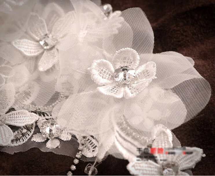 Luxury Crystal Bead Lace Flower Tassel Hairwear Wedding Bride Headband Bridal Hair Accessories