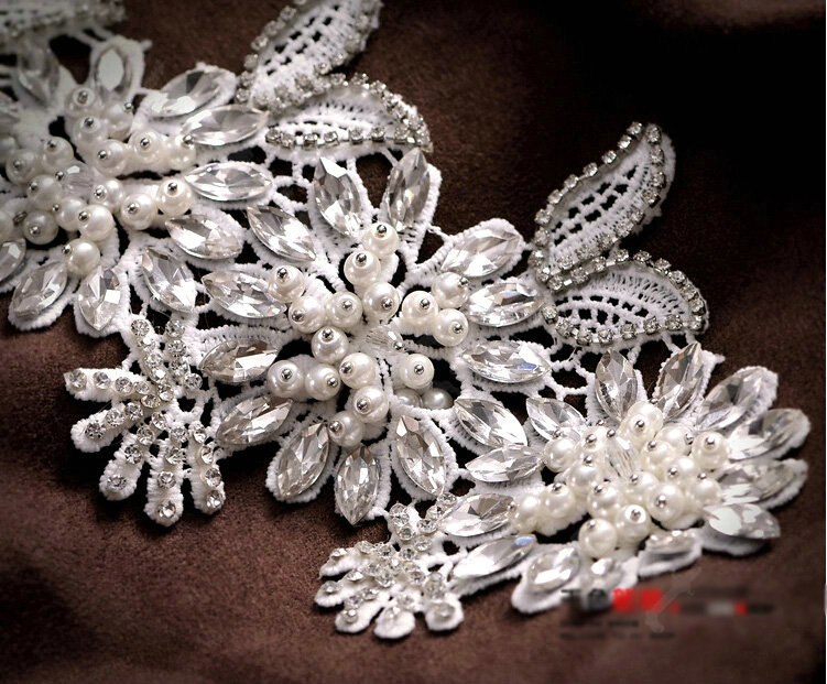 Luxury Crystal Pearl Lace Flower Hairwear Wedding Bride Headband Bridal Hair Accessories
