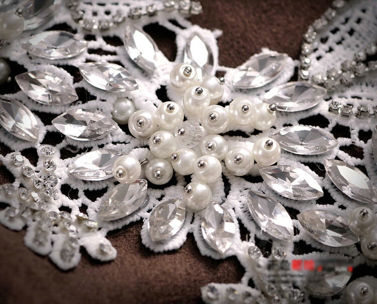 Luxury Crystal Pearl Lace Flower Hairwear Wedding Bride Headband Bridal Hair Accessories