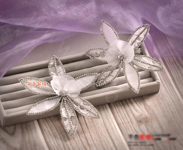Luxury Crystal Pearl Lace Flower Hairwear Wedding Bride Headband Bridal Hair Accessories